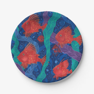 Rote Fische, Meerwassertiere Unterwasser Art Pappteller