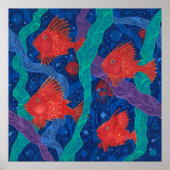 Rote Fische, Meerwassertiere Unterwasser Art Poster (Vorne)