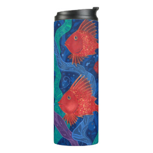 Rote Fische, Meerwassertiere Unterwasser Art Thermosbecher