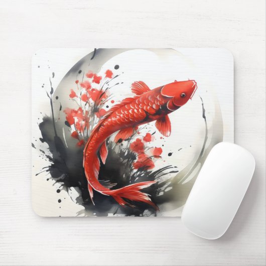 Rote Fischfarben Mousepad (Mit Mouse)