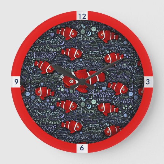 Rote Fischuhr Große Wanduhr (Vorderseite)
