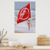 Rote Flagge am Strand — Florida Poster (Küche)