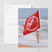 Rote Flagge am Strand — Florida Postkarte (Vorne/Hinten)