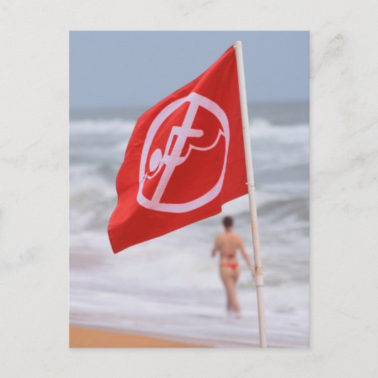 Rote Flagge am Strand — Florida Postkarte (Vorderseite)