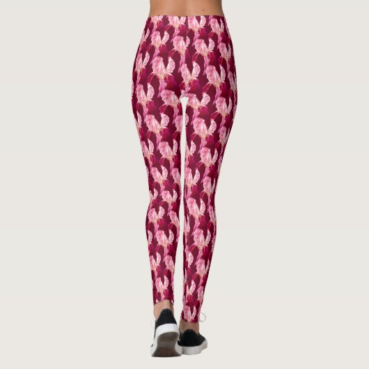 Rote Flagge Iris Kunstmuster Leggings (Rückseite)