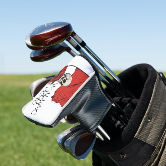 Rote Flagge Skeleton | Edgy Minimalistisch Spaß Golf Headcover (In Situ)
