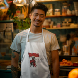 Rote Flagge Skeleton | Edgy Minimalistisch Spaß Lange Schürze