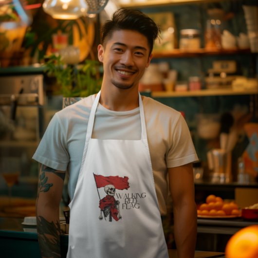 Rote Flagge Skeleton | Edgy Minimalistisch Spaß Lange Schürze