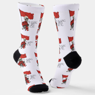 Rote Flagge Skeleton Edgy Minimalistisch Spaß Socken