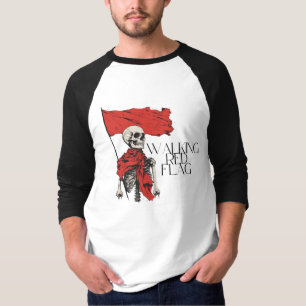 Rote Flagge Skeleton Edgy Minimalistisch Spaß T-Shirt