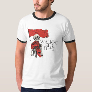 Rote Flagge Skeleton   Edgy Minimalistisch Spaß T-Shirt