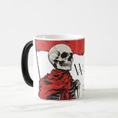 Rote Flagge Skeleton | Edgy Minimalistisch Spaß Verwandlungstasse (Vorderseite Links)