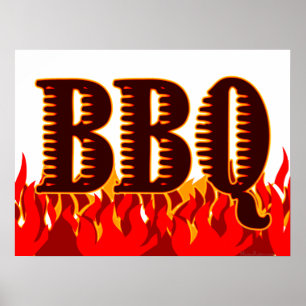 Rote Flammen GRILLEN Print Poster