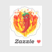 Rote Flammen mit Hot Pepper-Flammen Aufkleber (Blatt)