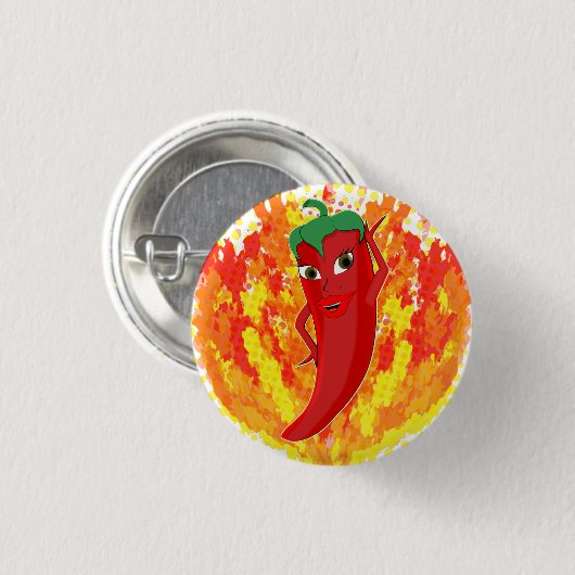 Rote Flammen mit Hot Pepper-Flammen Button (Vorne & Hinten)