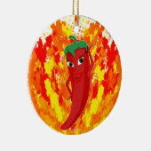Rote Flammen mit Hot Pepper-Flammen Keramik Ornament (Rechts)