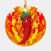 Rote Flammen mit Hot Pepper-Flammen Keramik Ornament (Vorne)
