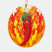 Rote Flammen mit Hot Pepper-Flammen Keramik Ornament (Links)