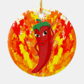 Rote Flammen mit Hot Pepper-Flammen Keramik Ornament (Hinten)