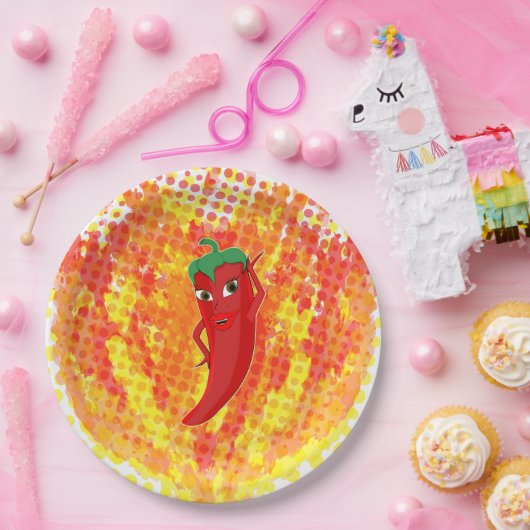 Rote Flammen mit Hot Pepper-Flammen Pappteller (Party)