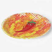 Rote Flammen mit Hot Pepper-Flammen Pappteller (Schrägansicht)