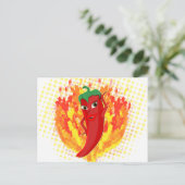 Rote Flammen mit Hot Pepper-Flammen Postkarte (Stehend Vorderseite)