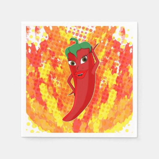 Rote Flammen mit Hot Pepper-Flammen Serviette (Vorderseite)