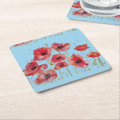 Rote Flandern Poppy Floral Square Paper Rechteckiger Pappuntersetzer (angewinkelt)