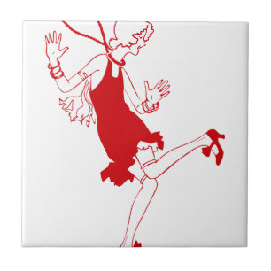 rote Flapper-Girl Fliese
