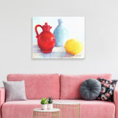 Rote Flasche Stillleben Ölmalerei Leinwanddruck  (Insitu (Wohnzimmer))