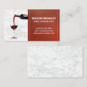 Rote Flasche Wein Pour | Leather Stitch Visitenkarte (Vorne/Hinten)