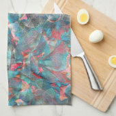 Rote Flecken mit Pfirsich und Zyanflecken an der s Geschirrtuch (Viertel Falte)