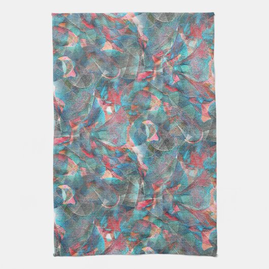 Rote Flecken mit Pfirsich und Zyanflecken an der s Geschirrtuch (Vertikal)