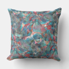 Rote Flecken mit Pfirsich und Zyanflecken an der s Kissen