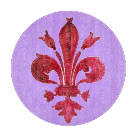 ROTE FLEUR DE LIS SCHNEIDEBRETT (Vorderseite)