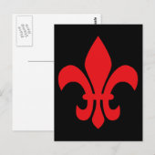 Rote Fleur de Lys Postkarte (Vorne/Hinten)