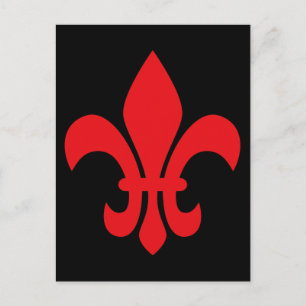 Rote Fleur de Lys Postkarte
