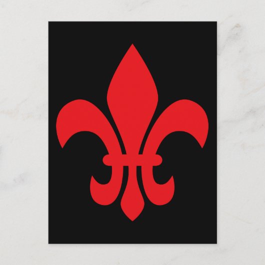 Rote Fleur de Lys Postkarte (Vorderseite)