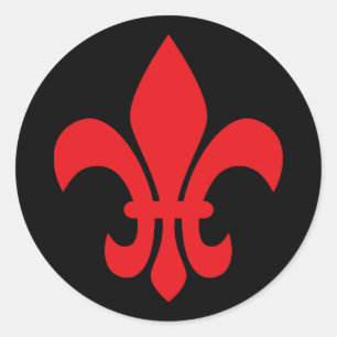 Rote Fleur de Lys Runder Aufkleber