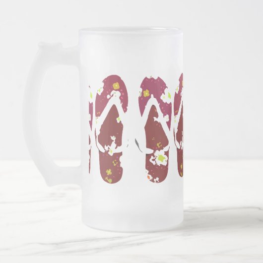 Rote Flip Flops Mattglas Bierglas (Links)