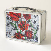 Rote Flora Abstrakt Art Lunchbox Einzigartiges Met (Rückseite)