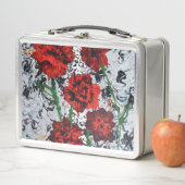 Rote Flora Abstrakt Art Lunchbox Einzigartiges Met (Beispiel)