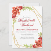 Rote Flora Bachelorette Wochenende Einladung (Vorderseite)