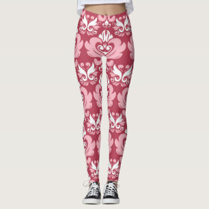 Rote Flora: Blassbeige Nahtlos Leggings