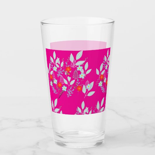 Rote Flora-Blatt-Hot-Pink-Shaker-Glas-Mischer Glas (Vorderseite)