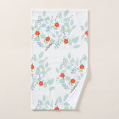 Rote Flora-Blattwerk Badhandtuch Set (Handtuch)