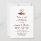 Rote Flora Diese gerade Got echte Engagement Party Einladung (Vorderseite)