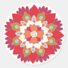 Rote Flora Lotus Mandala Blume Sticker