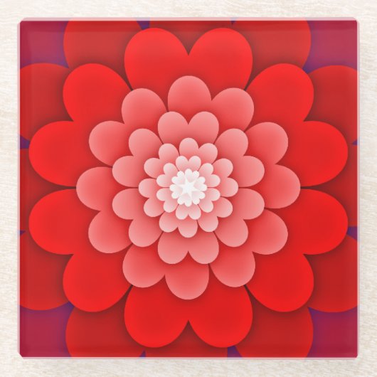 Rote Flora Mandala-58566 Glasuntersetzer (Vorderseite)