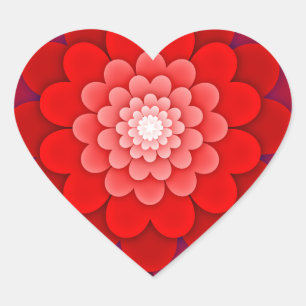 Rote Flora Mandala-58566 Herz-Aufkleber